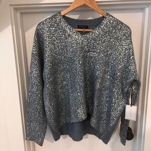 1.STATE Blue V-Neck Sweater with Relaxed Fit NWT Metallic Party